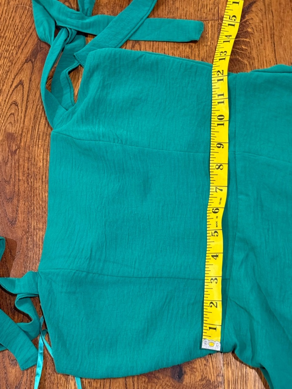 Monteau Los Angeles Green Tie Strap Midi Dress Size Small Smocked Back - Picture 13 of 14